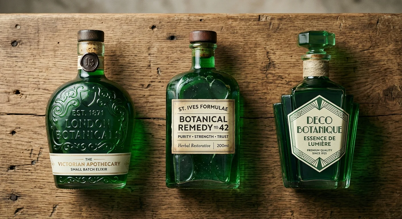 Vintage Green Glass Bottles