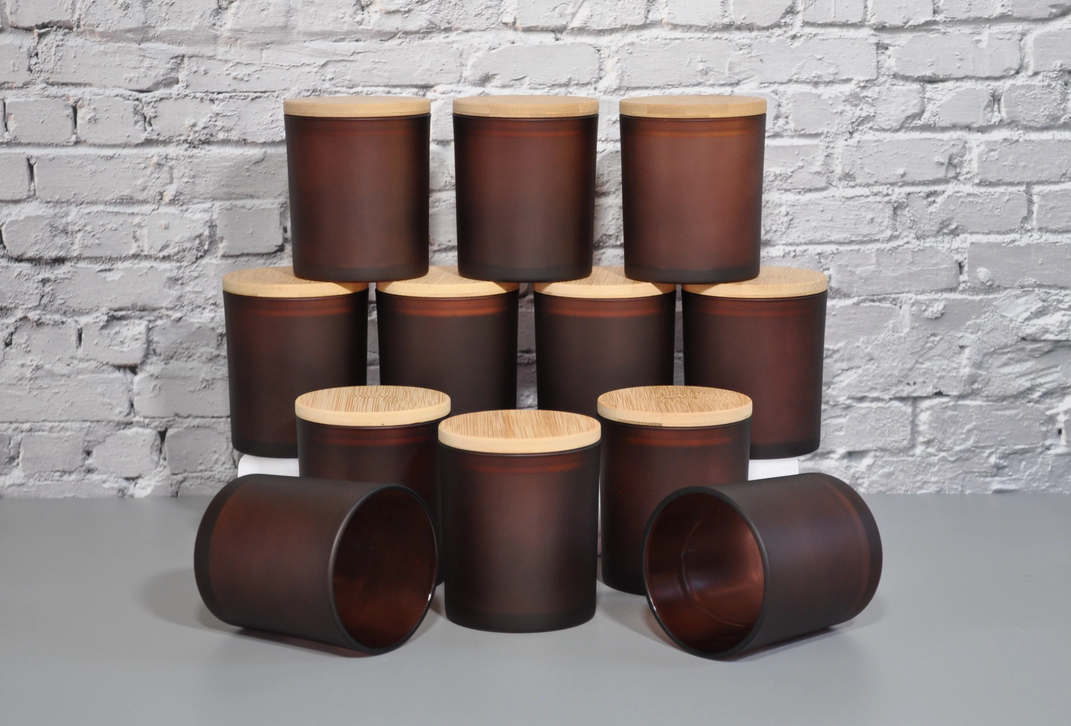 Brown-Amber-Fall-10oz_Frosted-Candle-Glass-Bamboo-Lid-Bulk-Glass-jars-vessels-wholesale-jars-lids.jpg