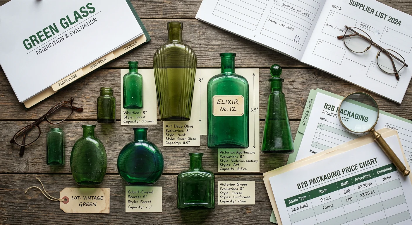 Vintage Green Glass Bottles