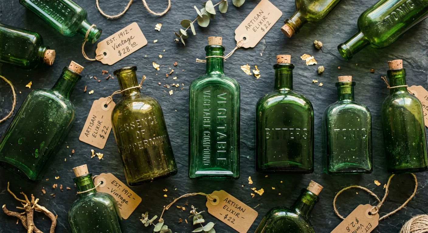 Vintage Green Glass Bottles